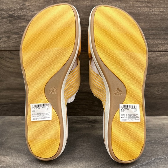 NIB Clarks Cloudsteppers 8W Wide Eliza April Comfort Slide Sandal Yellow - Picture 11 of 15